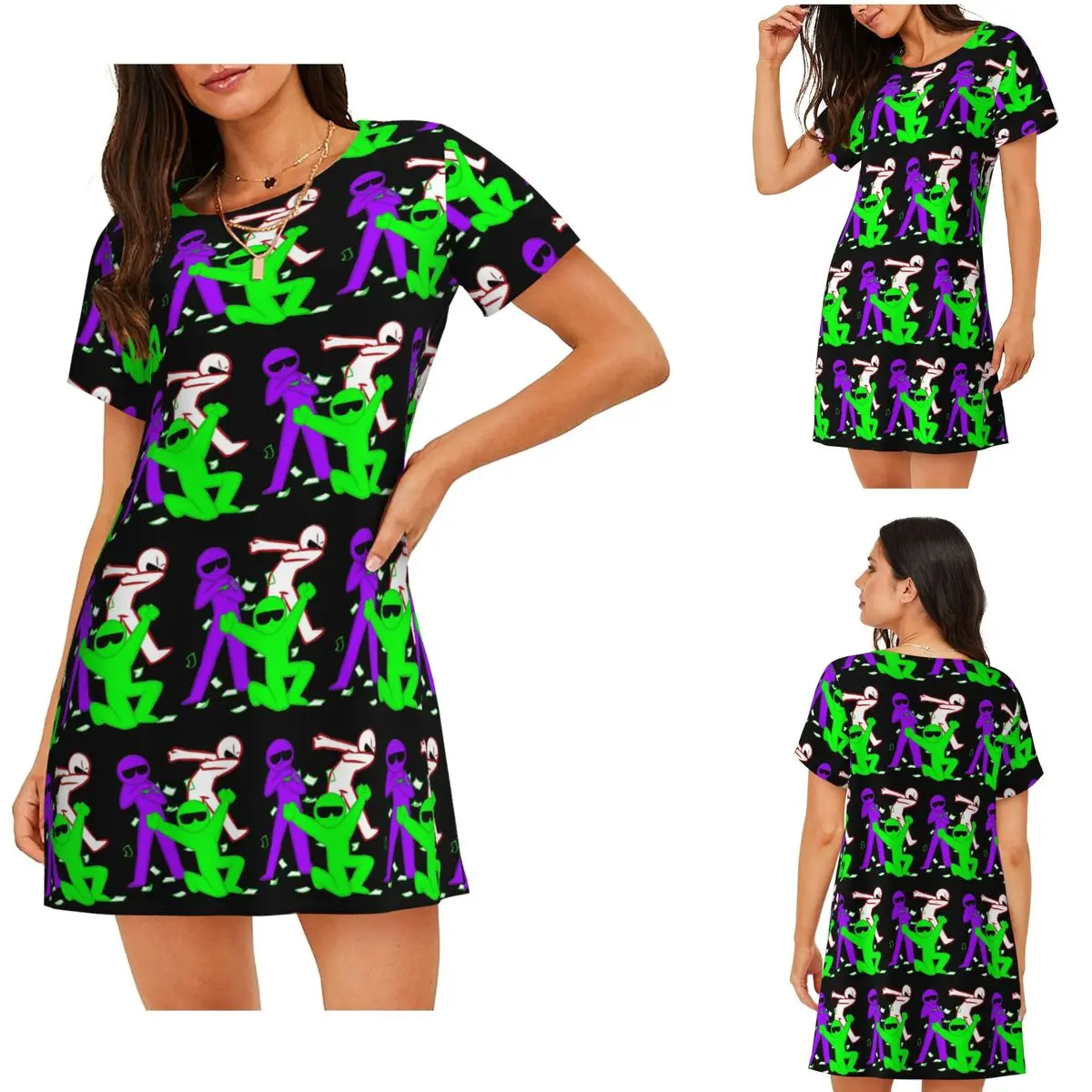 Alan Animation Becker Camisón de manga corta para niños, camisones para dormir, camisones de manga corta para mujer, vestido de pijama suave