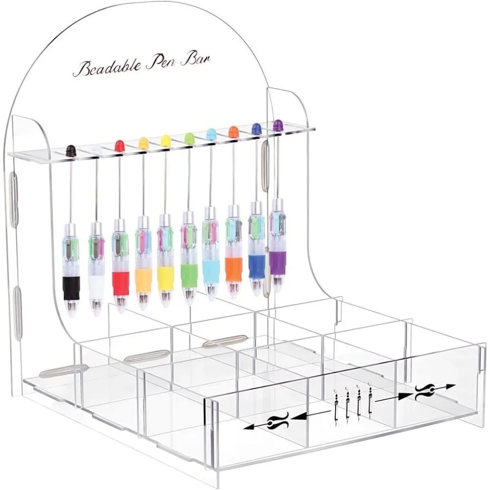 beadable-pen-storage-organizer-acrylic-pen-display-stand-with-sorting-tray-10-slots-with-9-grid-organizer-box-for-diy-office