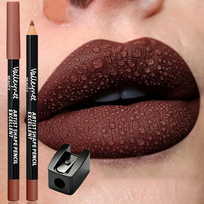 7-teiliges Lippenstift-Set, Lippen-Make-up-Set mit Samt-Textur - 6 Farben Lippenstift + 1 Spitzer - Wasserfester, langanhaltender Matt-Effekt, Rot – Detail 6