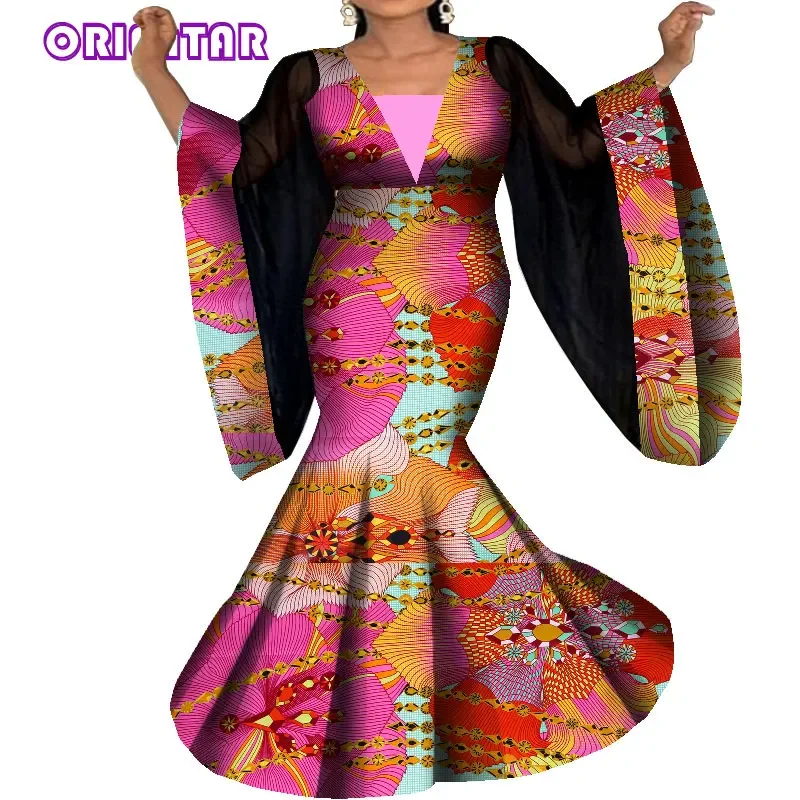 African Dresses for Women Bazin Riche Dashiki Ankara Dress African Print Dresses Party Africa Clothing Plus Size 5XL 6XL WY8231