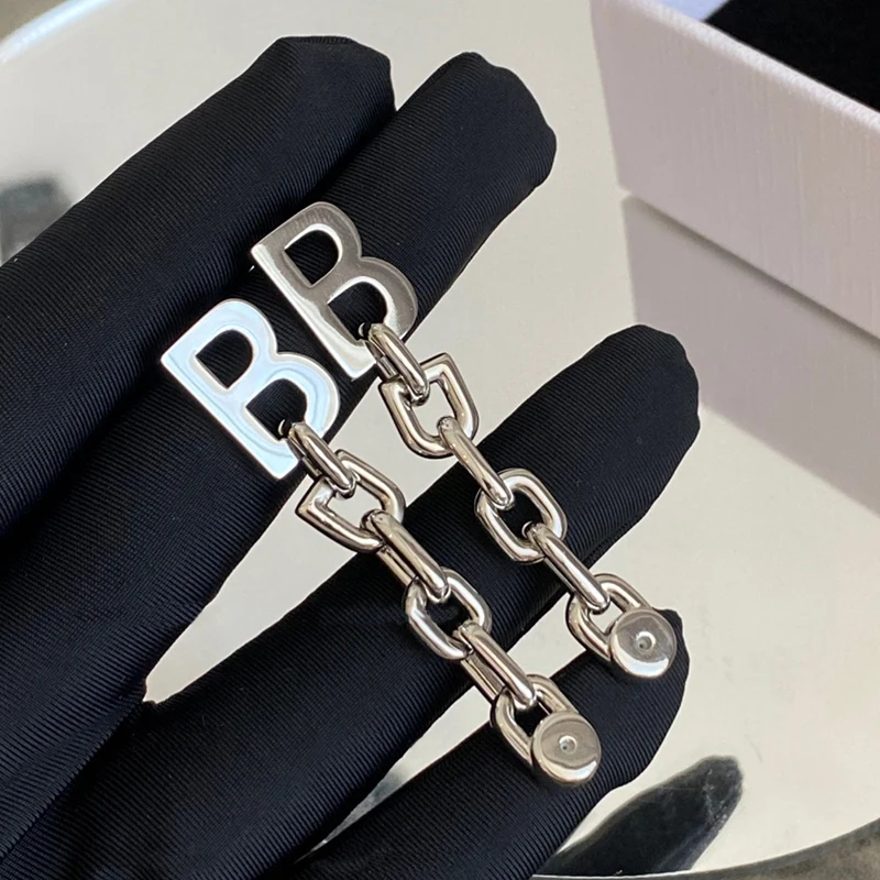 Hohe Qualität Mode Titan Stahl B Brief Stil U Kette Tropfen Stud Ohrring Ohrringe Für Frauen Männer