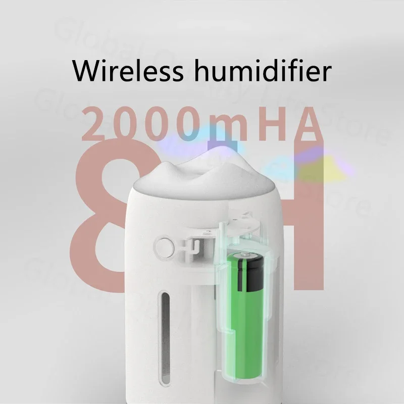 Wireless Air Diffuser Humidifier USB Charge Mini Portable 310ml Capacity Night Light Home Bedroom