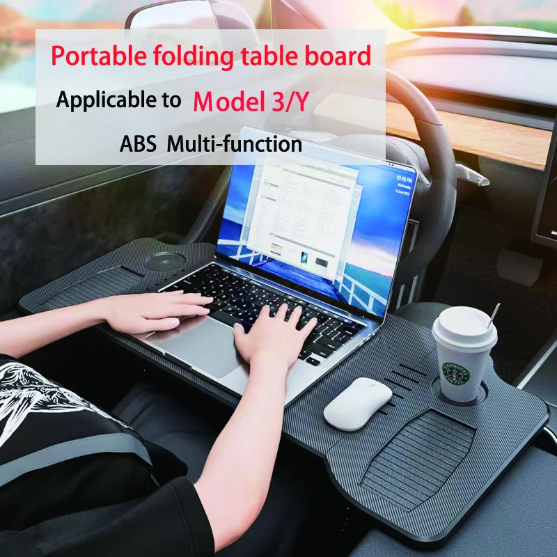 

Car Laptop Desk Folding Steering Wheel Table Food Tray For Tesla Model 3 / Y Auto Steering Wheel Laptop Desk Drinks Tray Holder