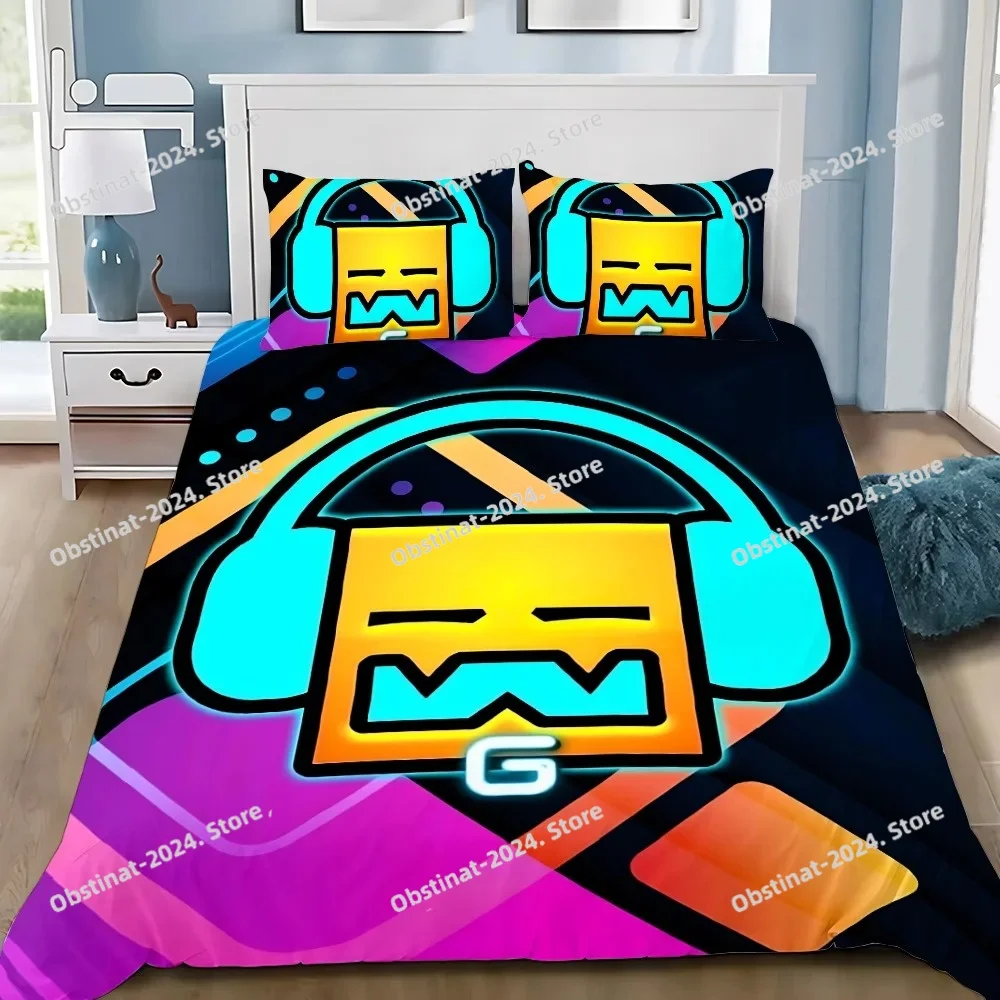 Video Game Boy G-Geometry Dash Bedding set Printed Bed Set Duvet Cover Sheet Pillowcase Soft Quilt Cover Full Queen King Size