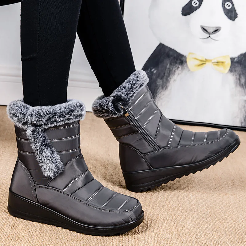 Snow Boots Woman 2025 Trend Ladies Shoes Waterproof Shoes Woman Fashion Ankle Boots Plush Women\'s Winter Shoes Boots Botas Mujer