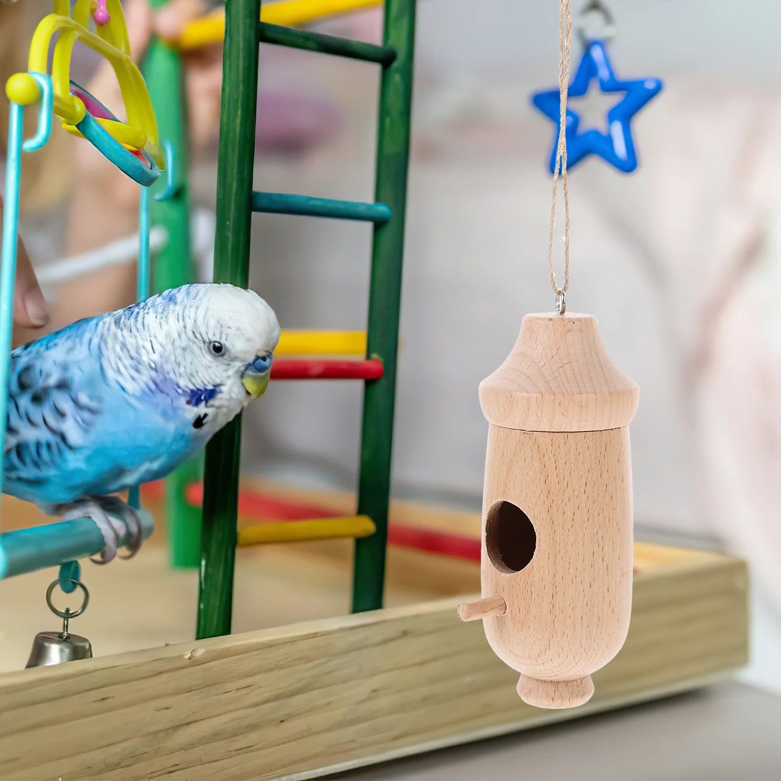 

Wooden Feeder Hanging Hummingbird Nest Natural Garden Decoration Outdoor Bird House Backyard Courtyard Bird Nesting Box