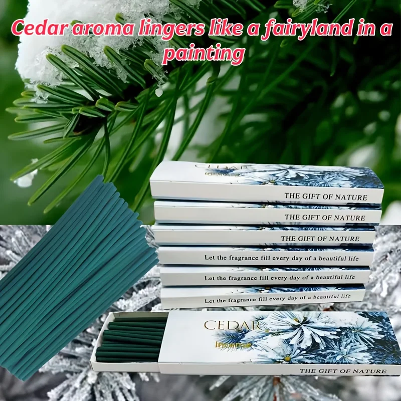 33 High-Quality Cedar Essential Oil Incense Sticks, Handmade - Eco-Friendly Boxed Packaging, Suitable for Home, Meditation, Outdoor Use, Yoga, Purification, Harmonizing Fragrance, Suitable for Gifting and Personal Use, Ideal for Christmas, Halloween, Thanksgiving, and Other Holiday Gifts