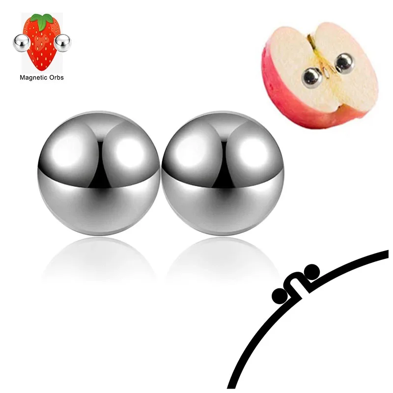 2Pcs Nipple Clip and Studs Magnet Orbs Personal Fake Nipple Piercing Ring Powerful Magnet Non Piercing Giant Magnet Balls Women