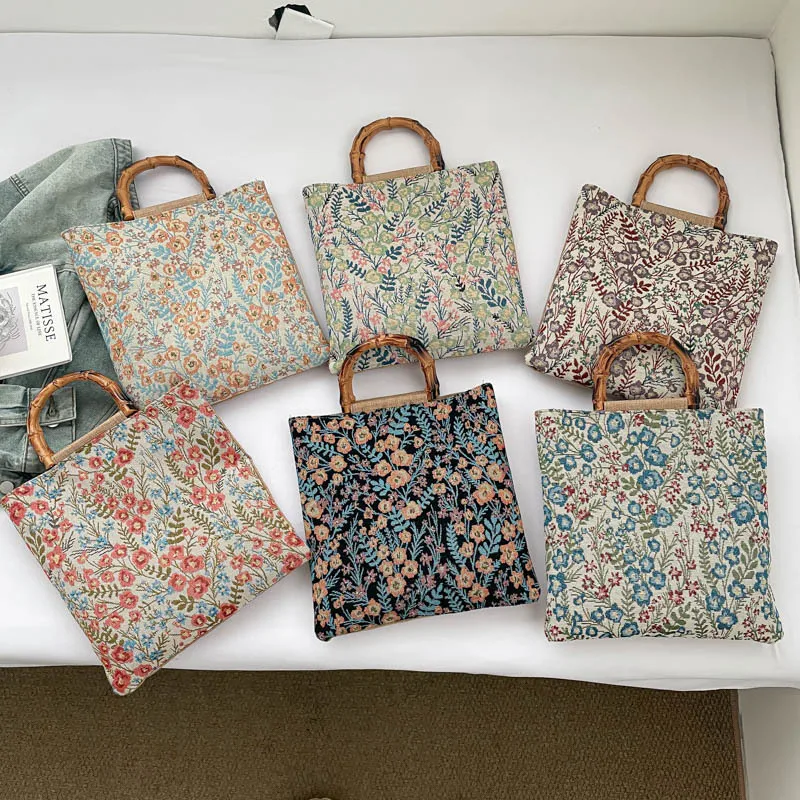 Women's One-shoulder Handbag Large-capacity Canvas Bag Fashionable Comfortable All-matching Daily Floral Pattern