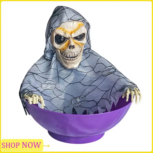 Bol à bonbons Halloween et gants lumineux pour fête