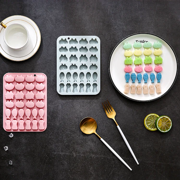

2 Pack 28-hole Cat Fish Cat Claw Silicone Molds Cake Mold Epoxy Baking Tool Chocolate Mould Cake Decoration Accessories