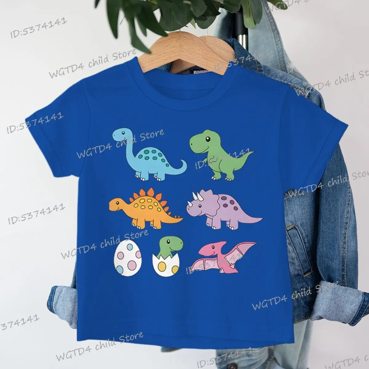 الملونة الكرتون ديناصور طباعة ملابس الأطفال طفل فتاة الصبي وتتسابق الهدايا مضحك هدية لمحبي الديناصور القطن تي شيرت #4
