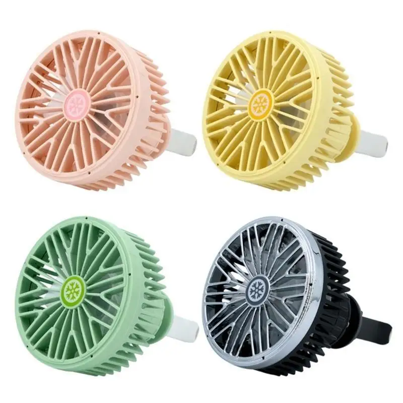 USB Car Fan for Air Vent Mounted with Colorful Light,360 Rotatable Portable Clip Small Coolers Fan Low Noise