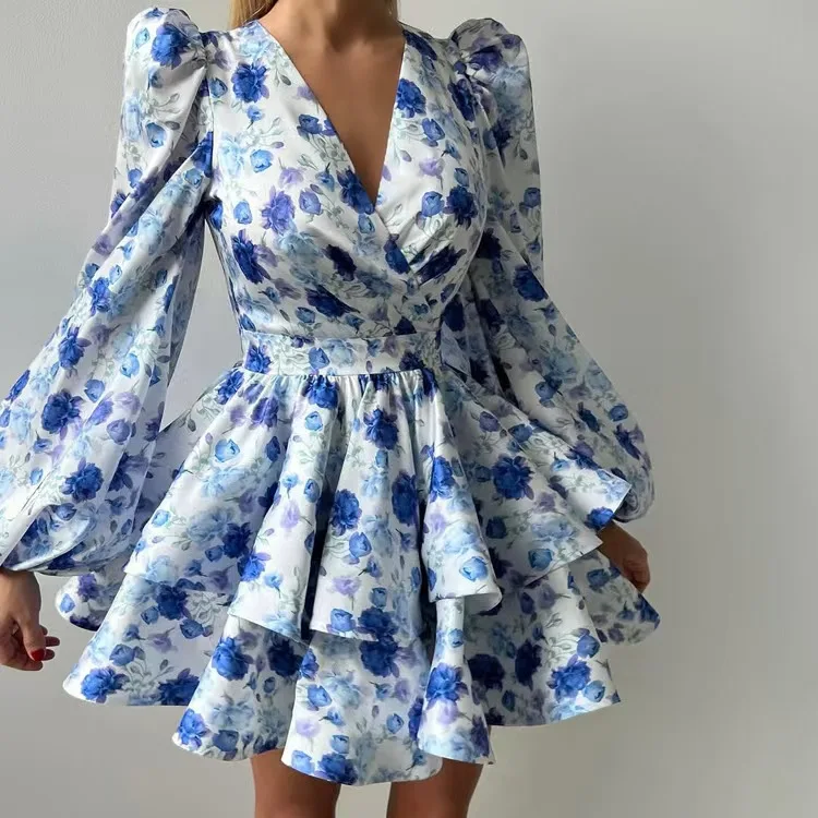 تنورة عصرية مطبوعة على شكل حرف V منتفخة Sve Dr عالية الخصر على شكل حرف a تنورة طويلة Sve ort Dr Sweet Sle Date Wear للاستخدام اليومي #4