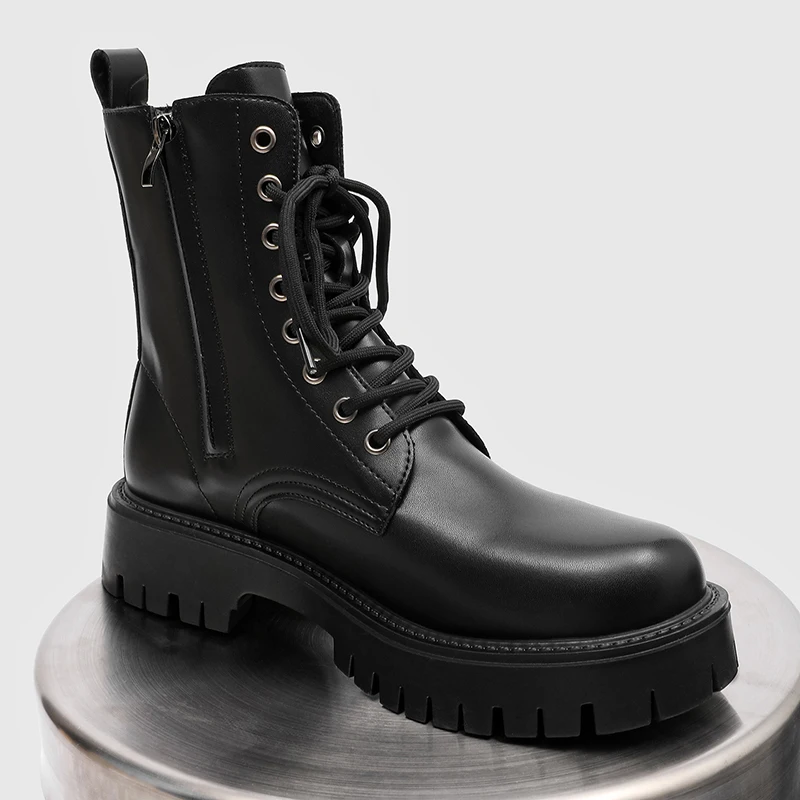 أحذية رجالية كاجوال عصرية عالية الجودة أحذية تشيلسي باللون الأسود البريطاني برباط علوي ونعل سميك أحذية ماركة متينة أحذية تدريب للرجال #1