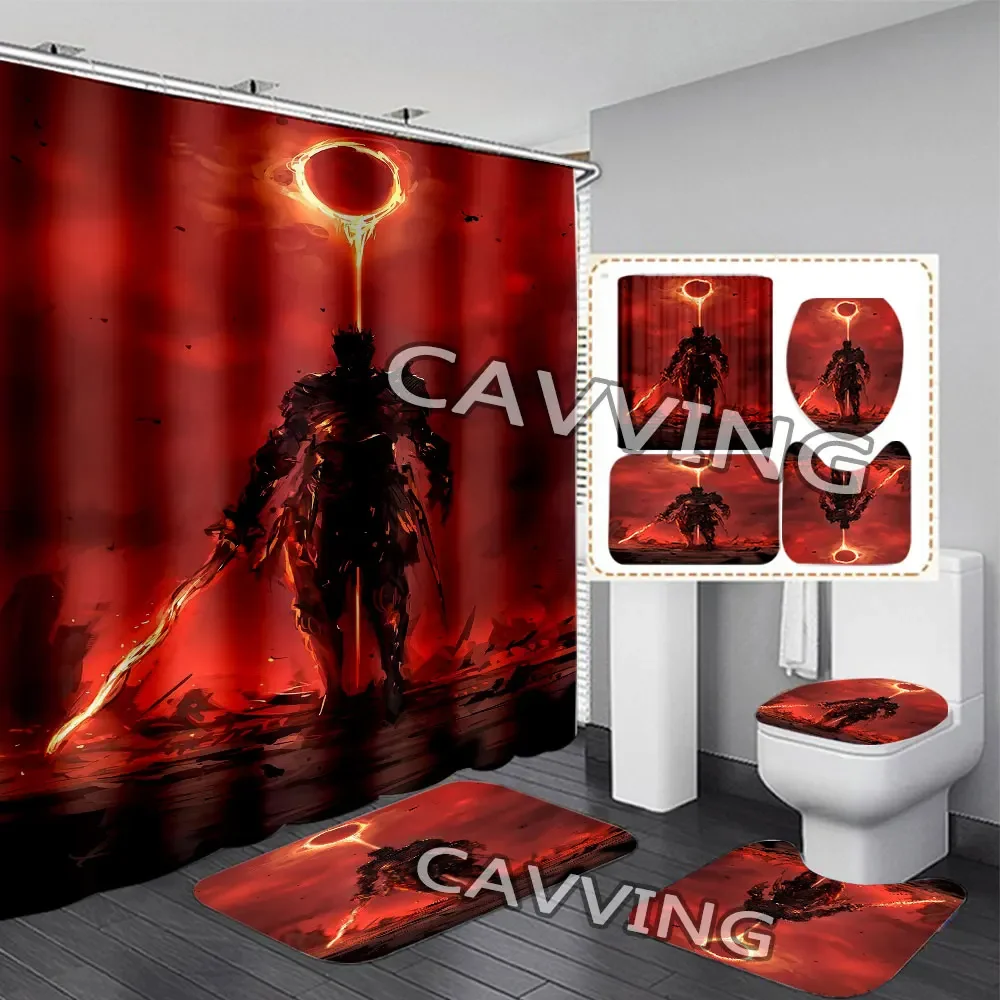 Dark souls 3D Printed Shower Curtain Waterproof Bathroom Curtain Anti-slip Bath Mat Set Toilet Rugs  K03