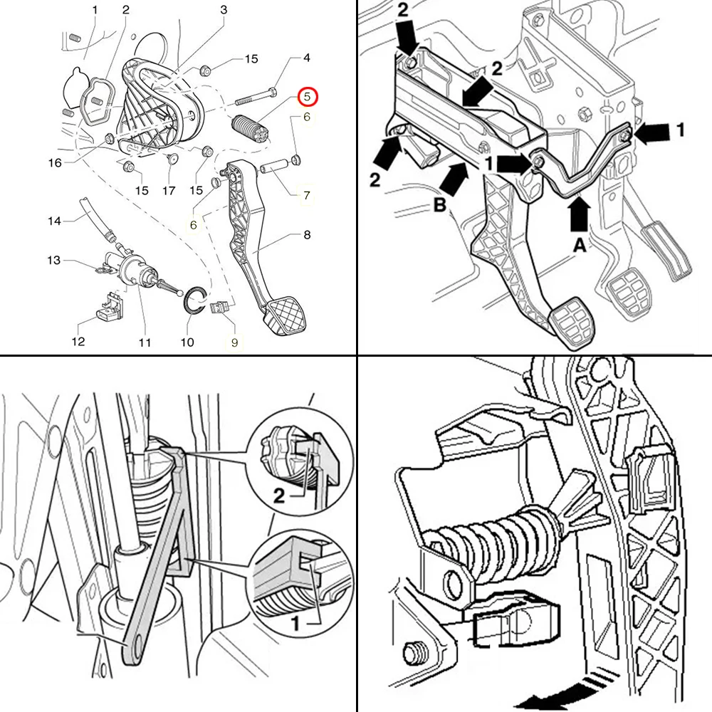 For Skoda Octavia 1U 1Z 1996 - 2013 Fabia 6Y Rapid NH Roomster 5J Superb 3T Yeti 5L Car Clutch Pedal Return Spring Accessories