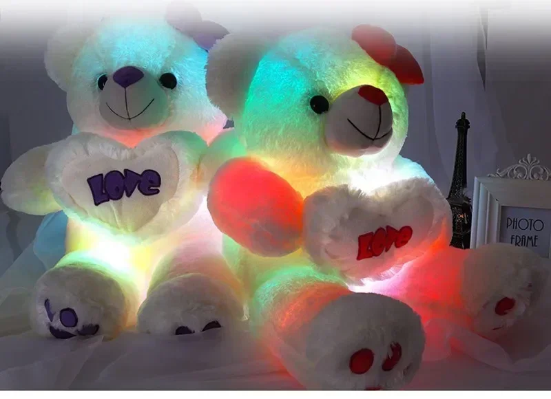 80cm Light Soft Stuffed animals Bluetooth Music Glow Teddy Hug Bear Pillow Doll children Birthday Christmas Gift