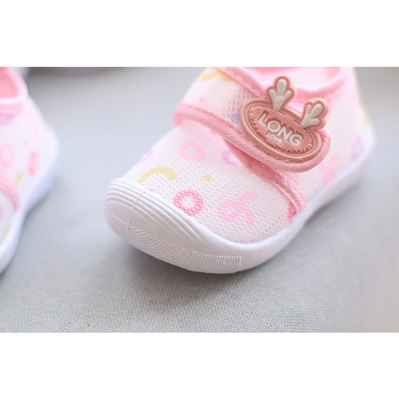 2024 Summer Baby Toddler Shoes Soft Breathable Infant Sneakers Rubber Soles Non-slip Velcro Anti-bumping Toes Flat Walker Shoes