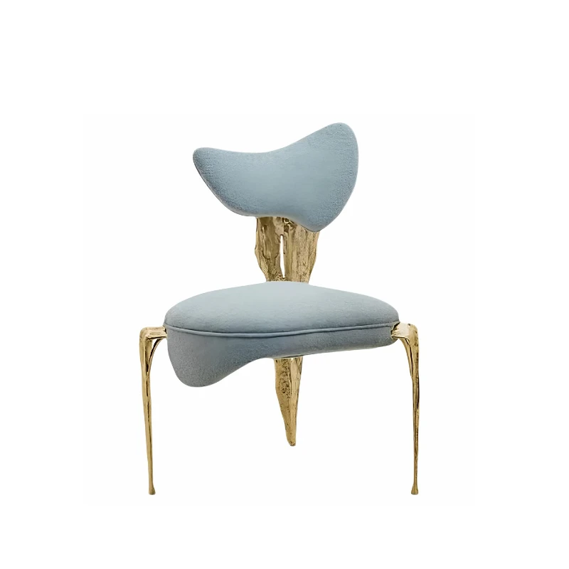

Italian light luxury high-end brass dining chair designer villa luxury home special-shaped backrest single leisure