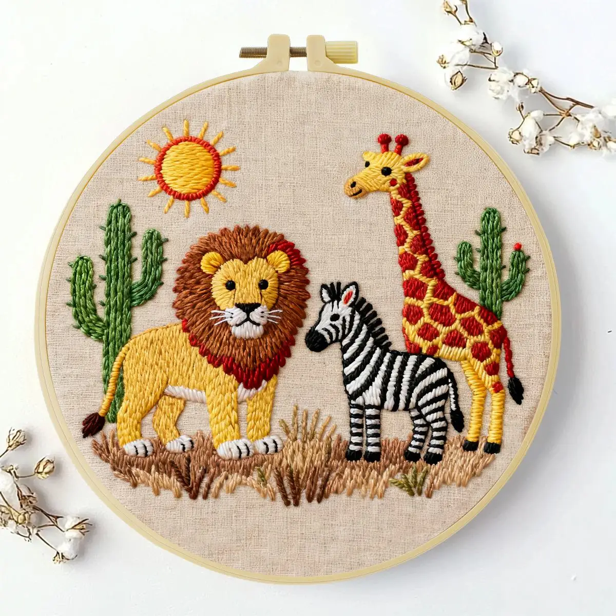1 Stück 20X20CM/15X15CM 7,87/6,3 Zoll Zoo-Stickerei-Starter-Kit DIY-Kit DIY-Stickerei-Set Handarbeits-Set für Anfänger – Detail 5