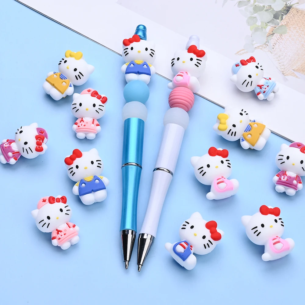 

7 шт., 3D тематические силиконовые бусины Sanrio, бусины Hello Kitty Focus для DIY, ожерелья ручной работы, браслеты, изготовление цепочек для сосок