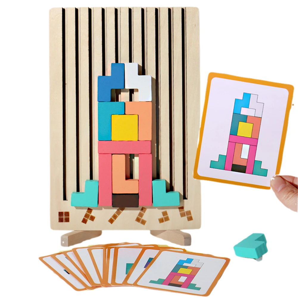 

Wooden Block Puzzles Board Memory Game Stress Relief Wooden Russian Blocks Puzzle Brain Teasers Toy for Toddlers