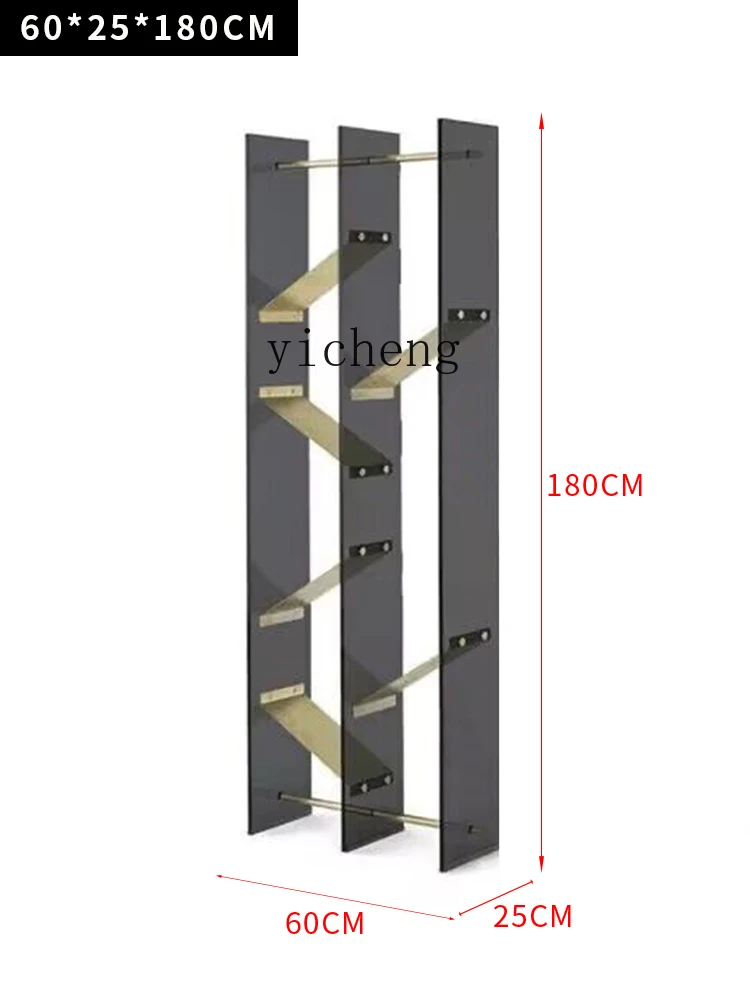 

ZC stainless steel rack floor-to-ceiling glass display cabinet industrial style open screen display rack