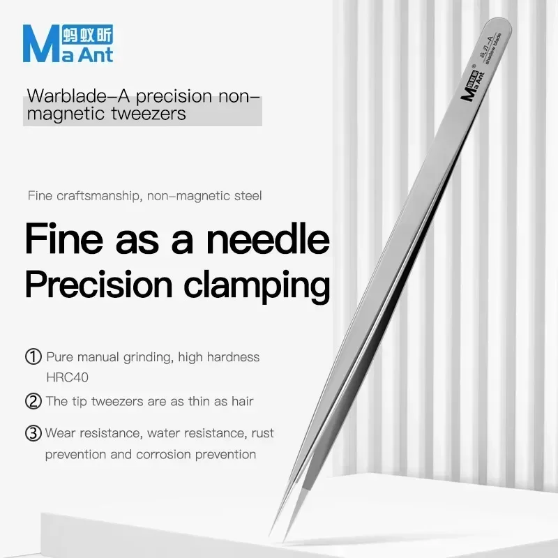 

MaAnt Warglaive-A Precision Tweezers Insulated Stainless Steel Non-Magnetic Tweezers for Craft, Jewelry, Electronics, Lab, DIY