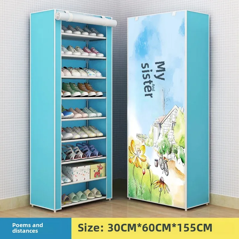 Metal Simple Modern Shoe Cabinet Ya Ruifan Multi-layer Shoe Rack Household Dust-proof Shoe Storage Artifact