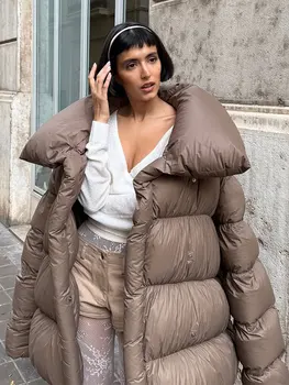 Oversized Cotton Winter Jacket 5 Oversize Thicken Cotton Jackets Women Lapel Long Sleeves Loose Warm Coats Female 2026 Winter New Fashion Solid Casual Outwears 5