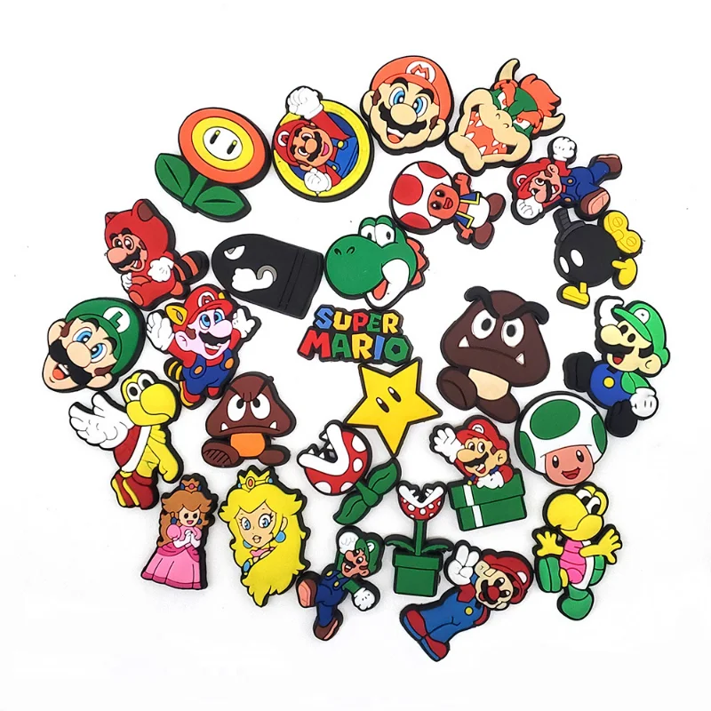 Breloques de dessin animé Super Mario Bros pour enfants, accessoires de construction de chaussures, bricolage, Noël, cadeaux d\'anniversaire, savoir