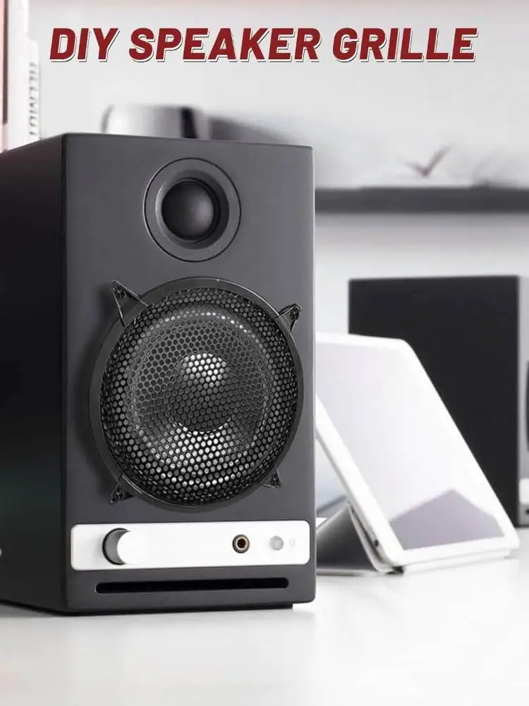Osłony głośnikowe z czarnej metalowej siatki 5-12 cali, osłony na subwoofer, etui ochronne ze śrubami montażowymi do głośników domowych i samochodowych. — zdjęcie produktu 7