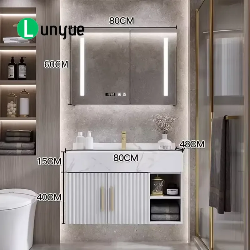 Modern White Plywood Bathroom Vanity Top Wall Mounted Single Sink Eco Friendly Durable High Quality Furniture for Home Decor