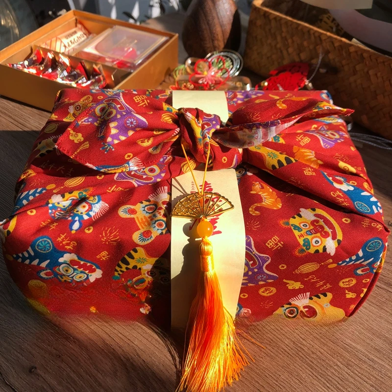 일본 스타일 손수건 Furoshiki 폴리에스터 소재, 간결한 스타일, 한쪽 인쇄 도시락 포장 천, 다양한 용도, 70x70cm