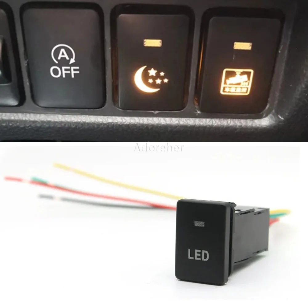 1PC Car Orange Light LED Light Switch Button with Connection Wire For Toyota Innova Voxy Alphard 2017 - 2021