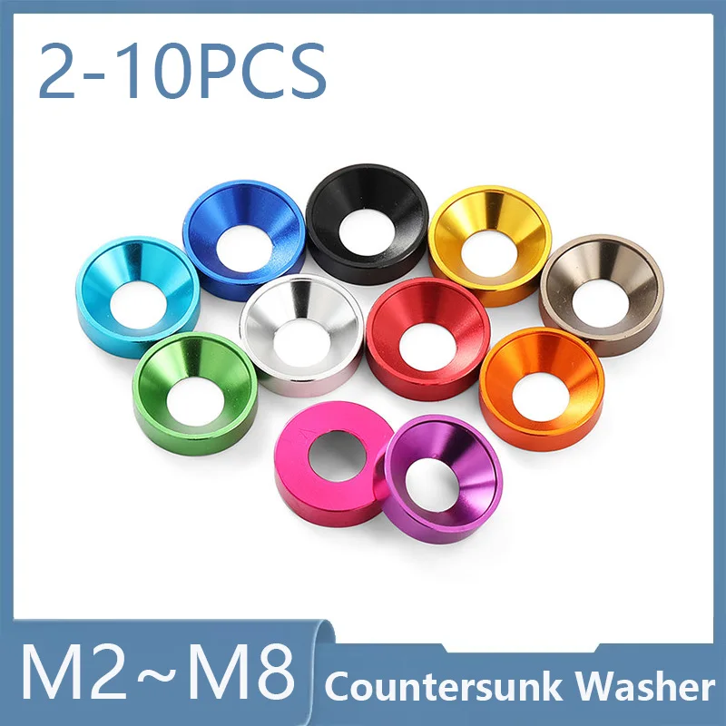 1Set Aluminum Flat Washer M2 Colourful Anodized Aluminum Countersunk Head Washer Gasket For Screws Bolts