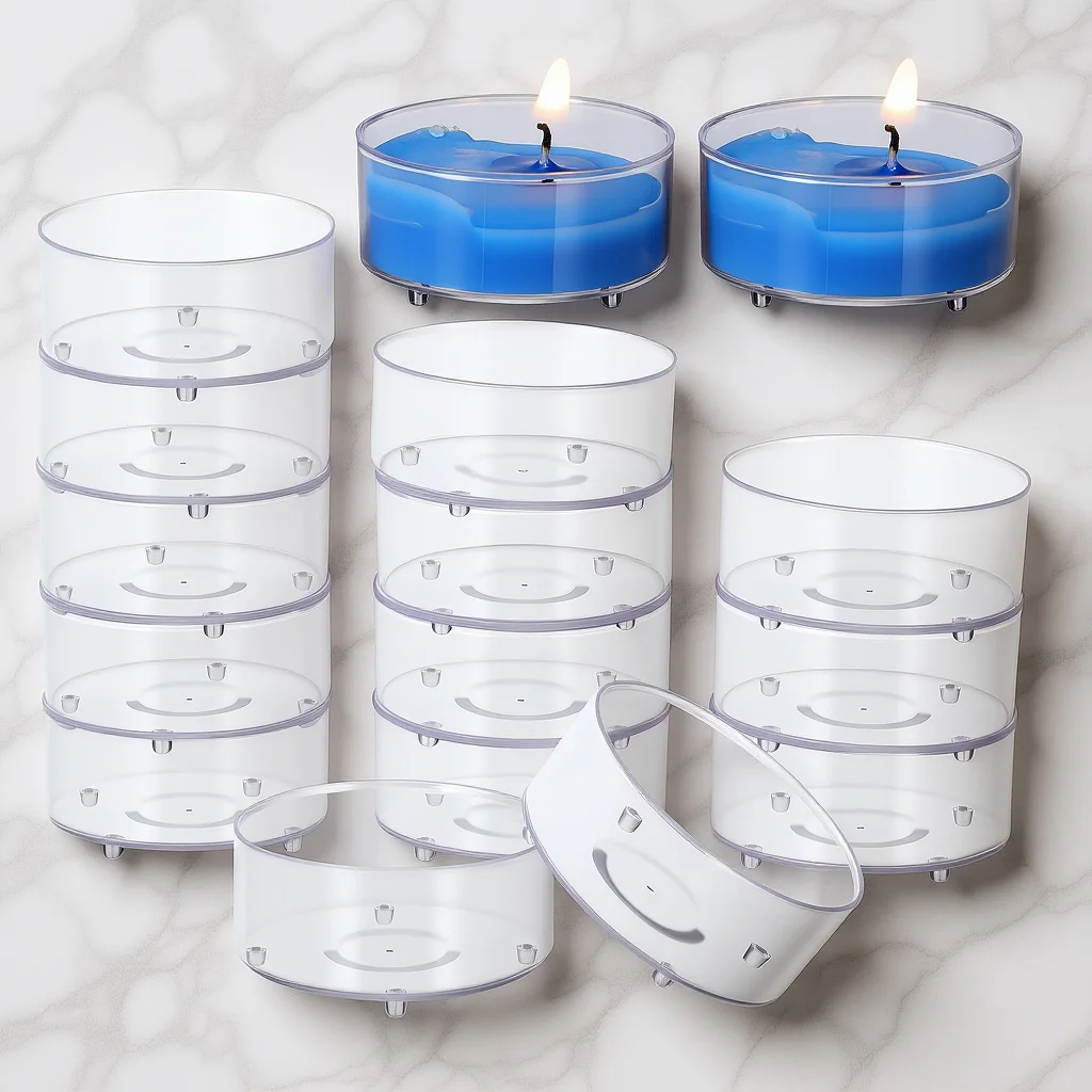 

100Pcs Clear Plastic Holders Steady Base Cups Heat Resistant for Temple Church Indoor Outdoor Use