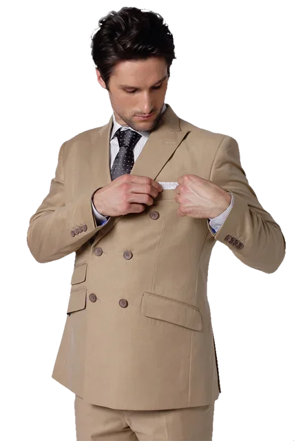 2024 Latest Coat Pant Designs Khaki High Quality Double Breasted Wedding Suits for Men Blazer Slim Fit Custom 2 Piece Tuxedo