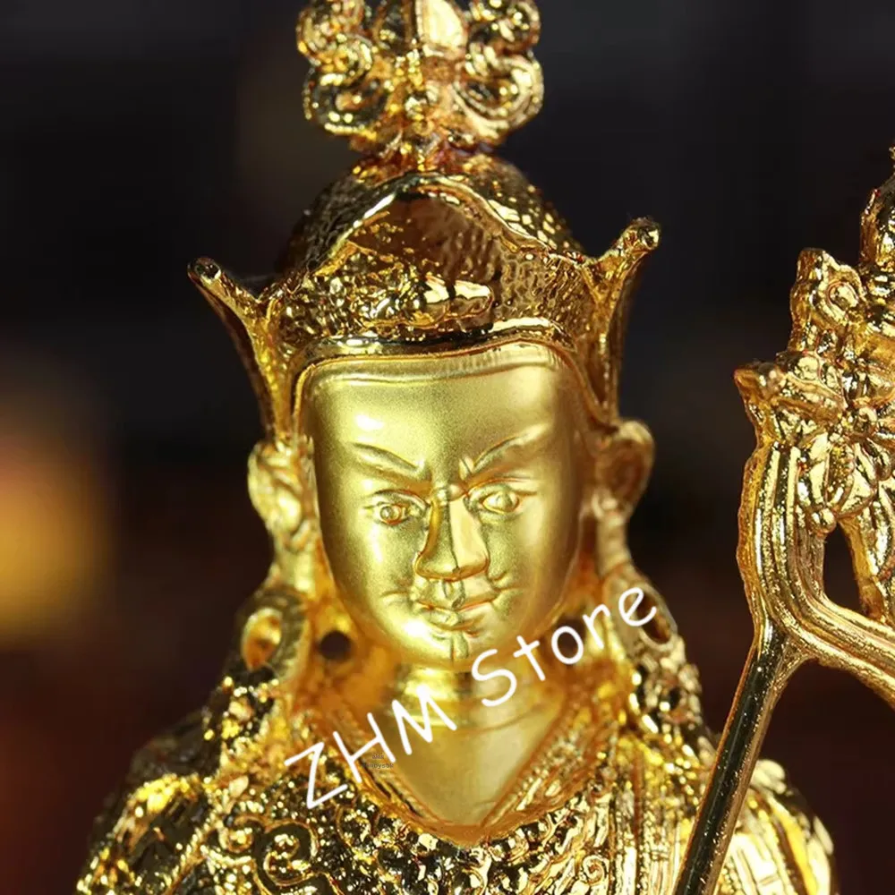 Gold Alloy Zinc 14cm Buddhist Suppliers ,Plated Bodhisattva Padmasambhava Lotus Home Decor Religious Sculpture