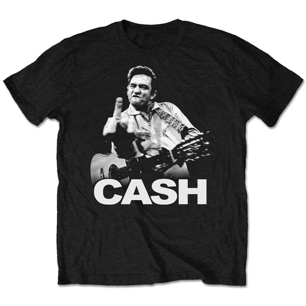 Camiseta de Algodão Macio Tema Johnny Cash Country Rock Rebel Stage Respirável 100% Algodão Casual Streetwear