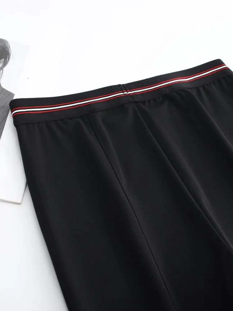 2024년 여름 여성 슬림핏 아크 스트레이트 레그 팬츠 엘라스틱 웨이스트 얇은 요가 팬츠 순색 베이스 레이어 에이틴 요가 팬츠