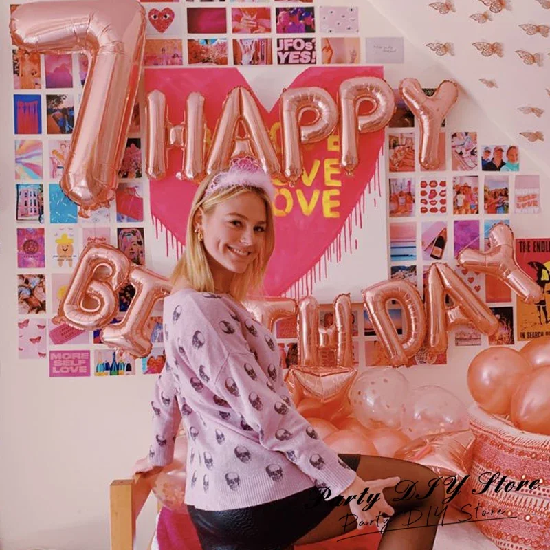 ATG 13 قطعة بالون عيد ميلاد الذهب الوردي احباط رسالة بالونات مجموعة عيد ميلاد سعيد الديكور الكرمل اللون Globos الاطفال لوازم الحفلات #2