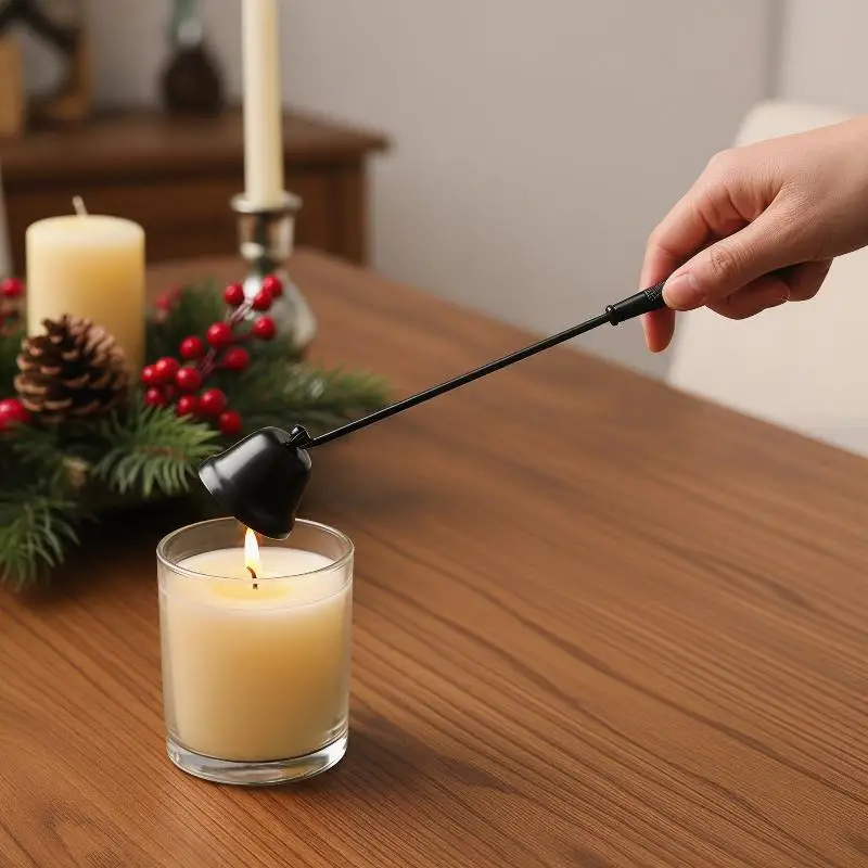 Stainless Steel Bell‑Shaped Candle Snuffer, Long Handle Non‑Slip Portable Candle Extinguisher For Home Safe Candle Use