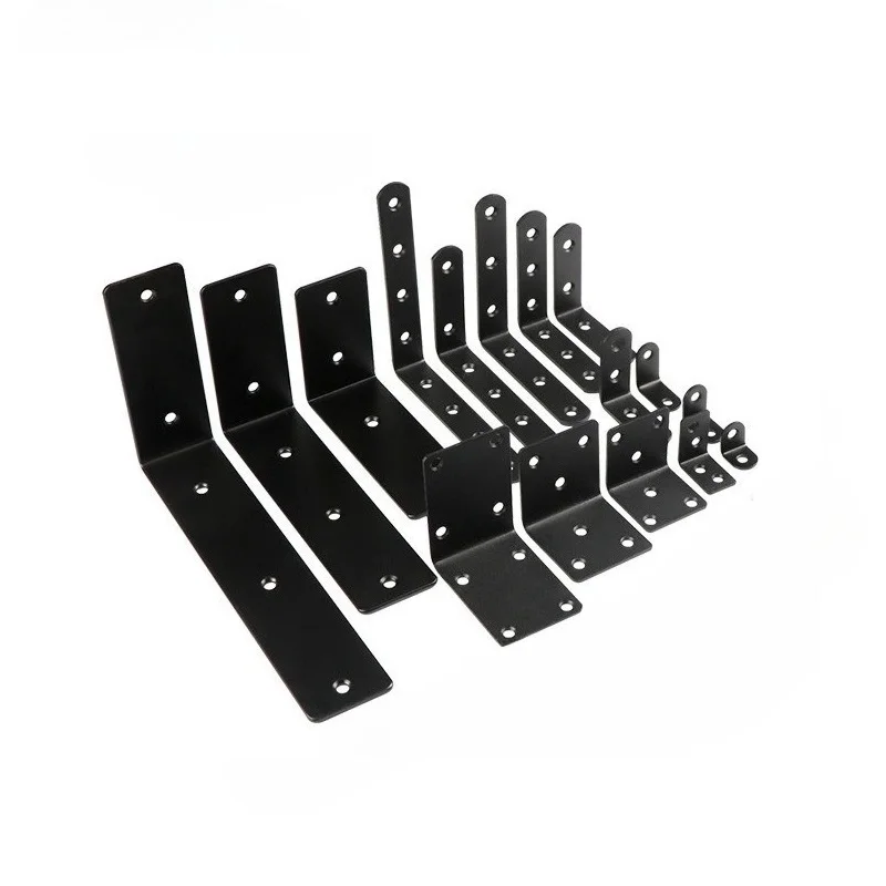 2/4/10pcs Stainless Steel Supporting Black L-Shaped Brackets With  Fixing Right Angle Corners Brace Furniture Hardware