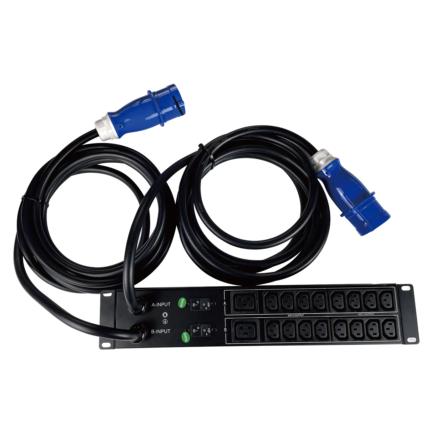 Data Center 2U Dual Input PDU For Sale 16-Port C13 + 2-Port C19 Receptacle with 2p Air Breaker for Network Rack Mount Cabinet