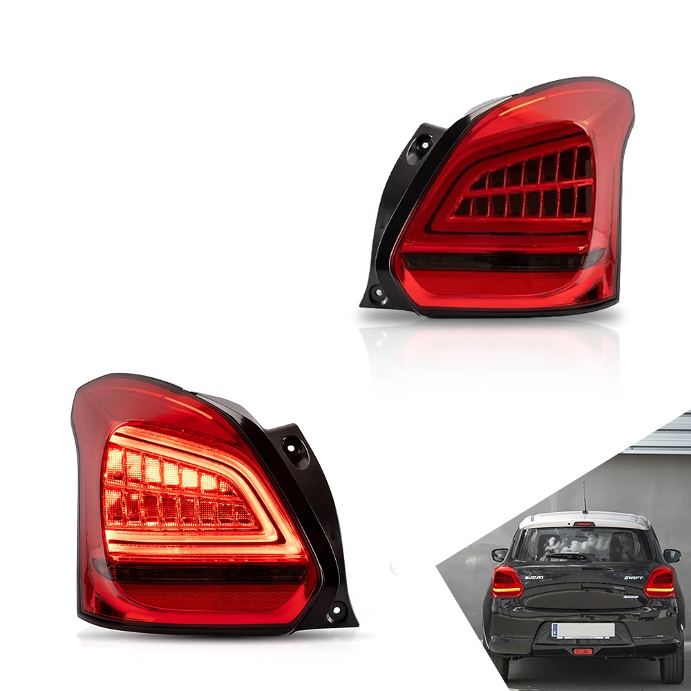 

Taillights Assembly For Suzuki Swift 2017-UP 2Colors Red With Smoked Transparent Turn Signal Reverse DRL Lights Car Accessories