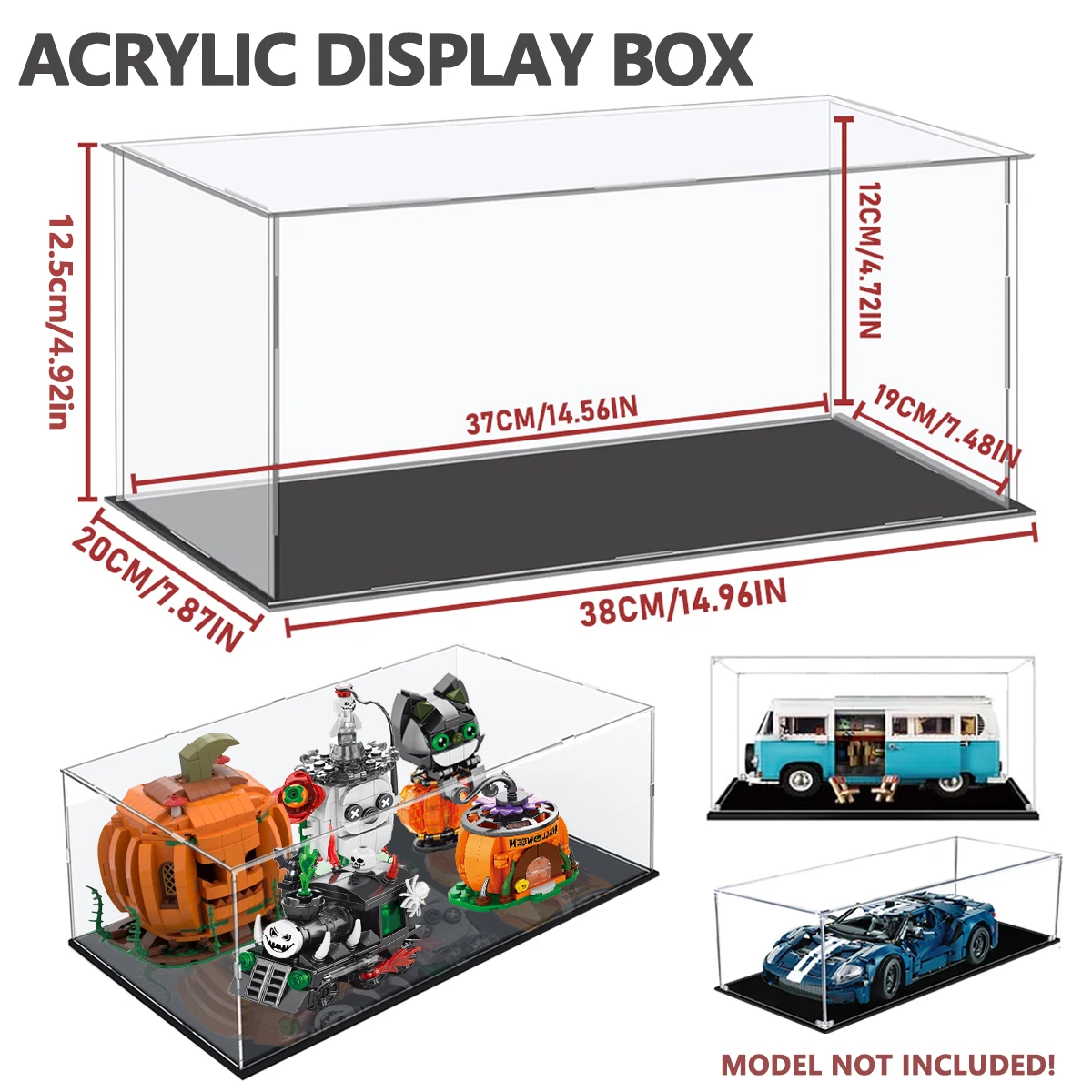 1:14 Scale Transparent Acrylic Display Box, Suitable for Protection and Display of Small Collections of Toy Car Model Building Blocks (Inner Circle Size 37X19X12Cm)