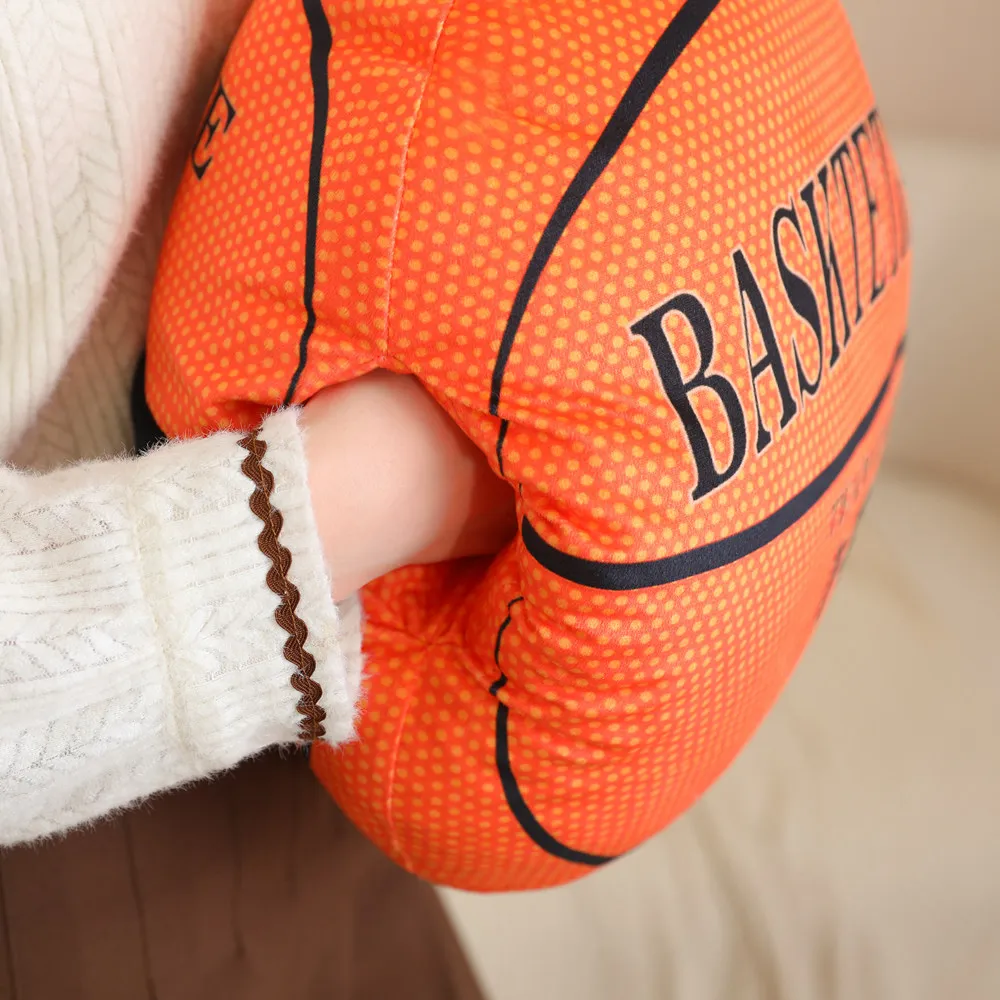 Fun Soft 3-in-1 Basketball Plush Doll Pillow Hand Warm Blanket Orange Basketball Plush Home Decor Birthday Gift For Boyfriend