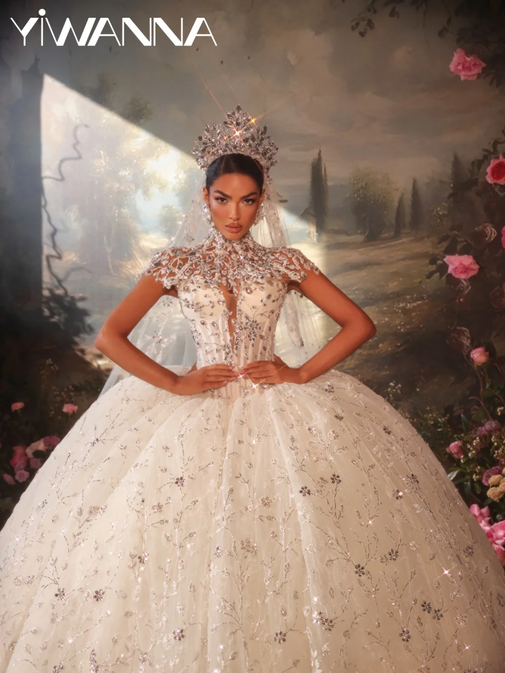 

Новинка: Изысканное свадебное платье с вышивкой и пайетками, длинное свадебное платье с высоким воротником, индивидуальный пошив, роскошные платья для невесты